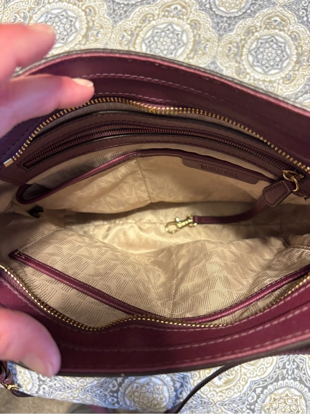 Michael Kors Burgundy Crossbody Bag with Matching Wallet